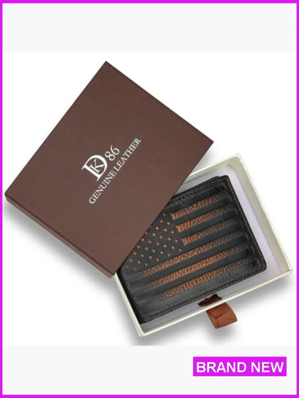 Slim RFID Bifold Wallet Genuine Leather Minimalist Men's Accessory Patriotic